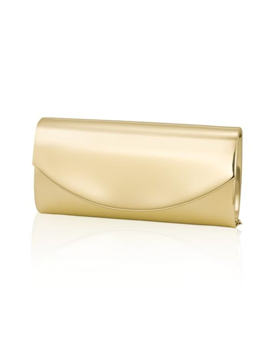 Metallic Vegan Leather Clutch Purse w/ Chain Evening Bag